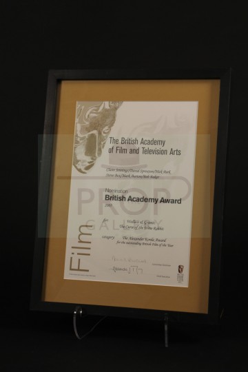 Bob Baker personal BAFTA nomination certificate